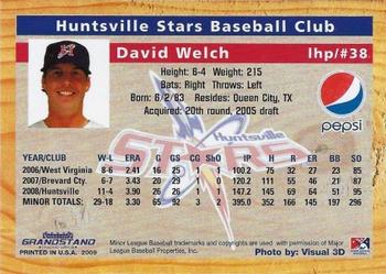 2009 Grandstand Huntsville Stars #NNO David Welch Back