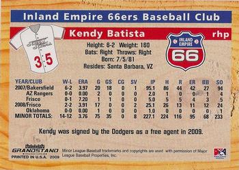 2009 Grandstand Inland Empire 66ers #NNO Kendy Batista Back