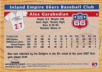 2009 Grandstand Inland Empire 66ers #NNO Alex Garabedian Back