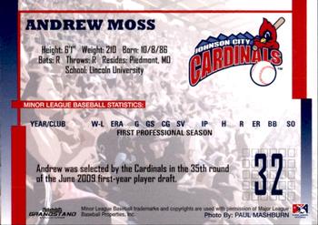 2009 Grandstand Johnson City Cardinals #NNO14 Andrew Moss Back