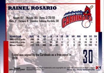 2009 Grandstand Johnson City Cardinals #NNO24 Rainel Rosario Back