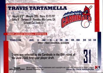 2009 Grandstand Johnson City Cardinals #NNO33 Travis Tartamella Back