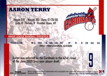 2009 Grandstand Johnson City Cardinals #NNO34 Aaron Terry Back