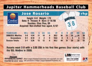 2009 Grandstand Jupiter Hammerheads #NNO Jose Rosario Back