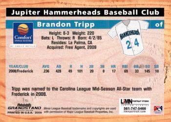 2009 Grandstand Jupiter Hammerheads #NNO Brandon Tripp Back