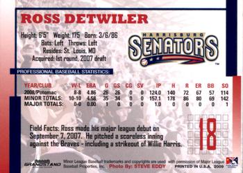 2009 Grandstand Harrisburg Senators #NNO Ross Detwiler Back