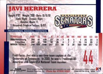 2009 Grandstand Harrisburg Senators #NNO Javi Herrera Back