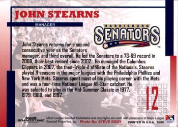 2009 Grandstand Harrisburg Senators #NNO John Stearns Back