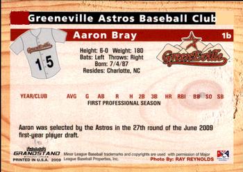 2009 Grandstand Greeneville Astros #NNO Aaron Bray Back