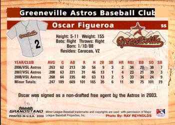 2009 Grandstand Greeneville Astros #NNO Oscar Figueroa Back