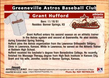2009 Grandstand Greeneville Astros #NNO Grant Hufford Back