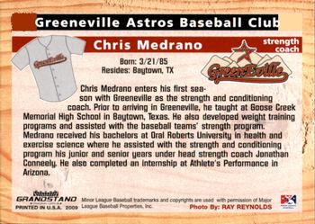 2009 Grandstand Greeneville Astros #NNO Chris Medrano Back