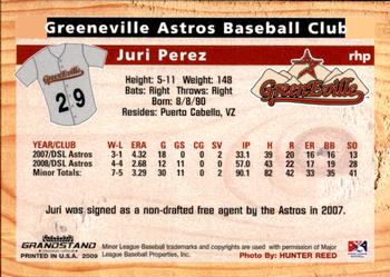 2009 Grandstand Greeneville Astros #NNO Juri Perez Back
