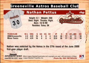 2009 Grandstand Greeneville Astros #NNO Nathan Pettus Back