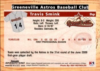 2009 Grandstand Greeneville Astros #NNO Travis Smink Back