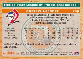 2009 Grandstand Florida State League Top Prospects #NNO Andrew Cashner Back