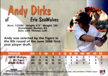2009 Grandstand Erie SeaWolves #NNO Andy Dirks Back