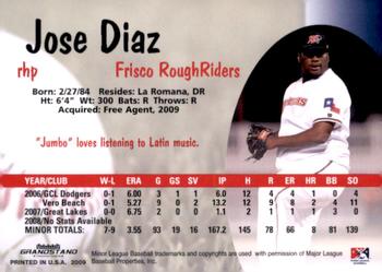 2009 Grandstand Frisco RoughRiders #NNO Jose Diaz Back