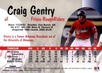 2009 Grandstand Frisco RoughRiders #NNO Craig Gentry Back