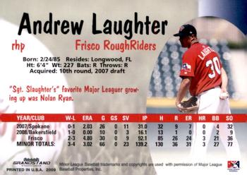 2009 Grandstand Frisco RoughRiders #NNO Andrew Laughter Back