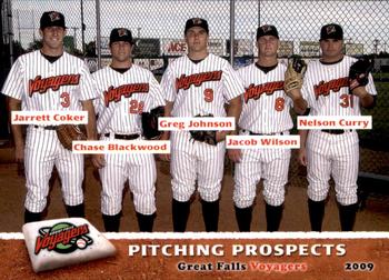 2009 Grandstand Great Falls Voyagers #NNO Pitching Prospects (Chase Blackwood / Jarrett Coker / Nelson Curry / Greg Johnson / Jacob Wilson) Front