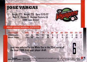 2009 Grandstand Great Falls Voyagers #NNO Jose Vargas Back