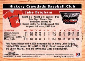 2009 Grandstand Hickory Crawdads #NNO Jake Brigham Back