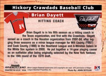 2009 Grandstand Hickory Crawdads #NNO Brian Dayett Back
