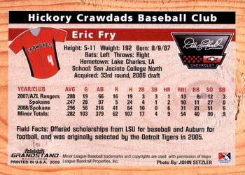 2009 Grandstand Hickory Crawdads #NNO Eric Fry Back