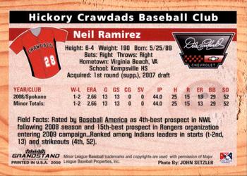 2009 Grandstand Hickory Crawdads #NNO Neil Ramirez Back