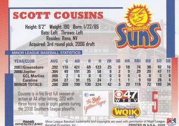 2009 Grandstand Jacksonville Suns #NNO Scott Cousins Back