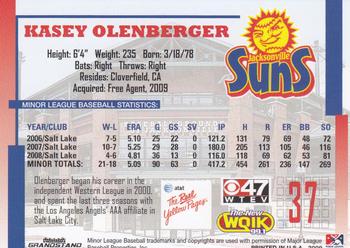 2009 Grandstand Jacksonville Suns #NNO Kasey Olenberger Back