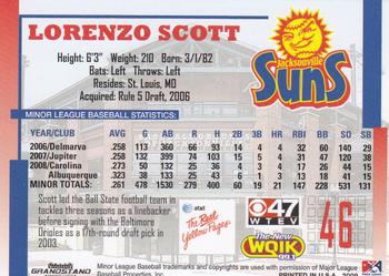 2009 Grandstand Jacksonville Suns #NNO Lorenzo Scott Back