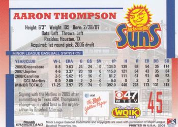 2009 Grandstand Jacksonville Suns #NNO Aaron Thompson Back