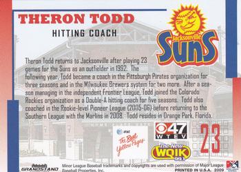 2009 Grandstand Jacksonville Suns #NNO Theron Todd Back