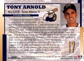 2009 Grandstand Lake County Captains #NNO Tony Arnold Back