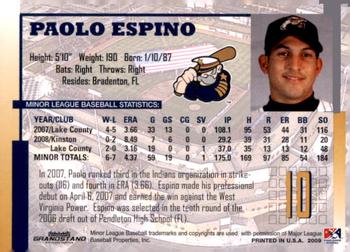 2009 Grandstand Lake County Captains #NNO Paolo Espino Back