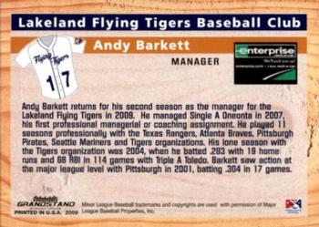2009 Grandstand Lakeland Flying Tigers #NNO Andy Barkett Back