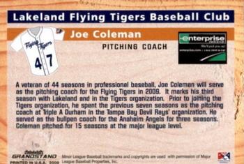 2009 Grandstand Lakeland Flying Tigers #NNO Joe Coleman Back