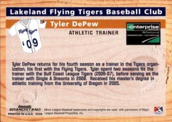 2009 Grandstand Lakeland Flying Tigers #NNO Tyler DePew Back