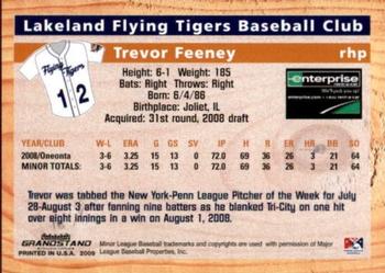 2009 Grandstand Lakeland Flying Tigers #NNO Trevor Feeney Back