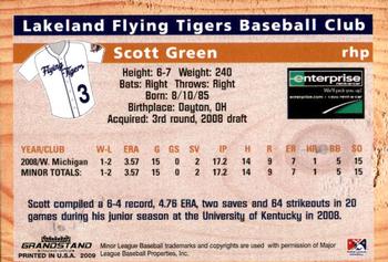2009 Grandstand Lakeland Flying Tigers #NNO Scott Green Back