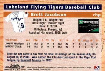 2009 Grandstand Lakeland Flying Tigers #NNO Brett Jacobson Back
