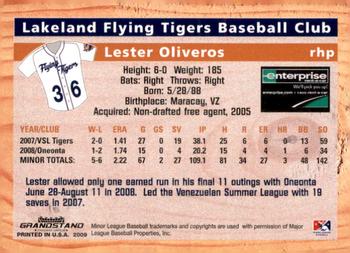 2009 Grandstand Lakeland Flying Tigers #NNO Lester Oliveros Back