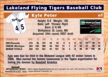 2009 Grandstand Lakeland Flying Tigers #NNO Kyle Peter Back