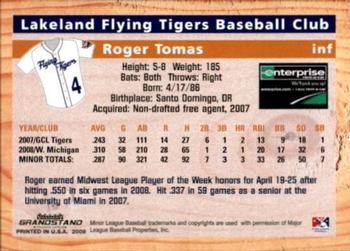 2009 Grandstand Lakeland Flying Tigers #NNO Roger Tomas Back