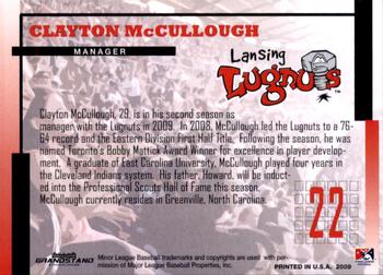 2009 Grandstand Lansing Lugnuts #NNO Clayton McCullough Back