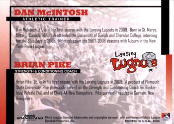 2009 Grandstand Lansing Lugnuts #NNO Dan McIntosh / Brian Pike Back