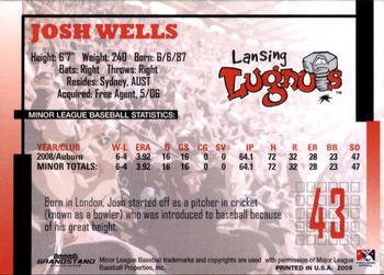 2009 Grandstand Lansing Lugnuts #NNO Josh Wells Back
