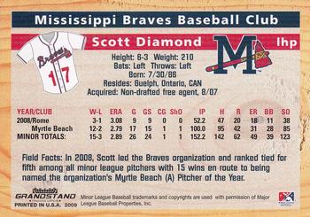 2009 Grandstand Mississippi Braves #NNO10 Scott Diamond Back